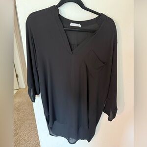 Black V-Neck tunic style Blouse